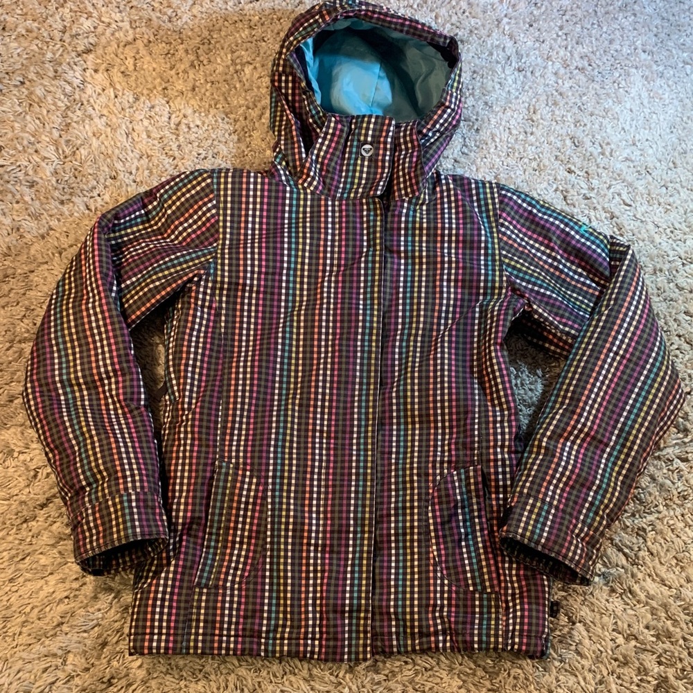 Roxy multicoloured plaid ski snowboarding jacket women’s size small